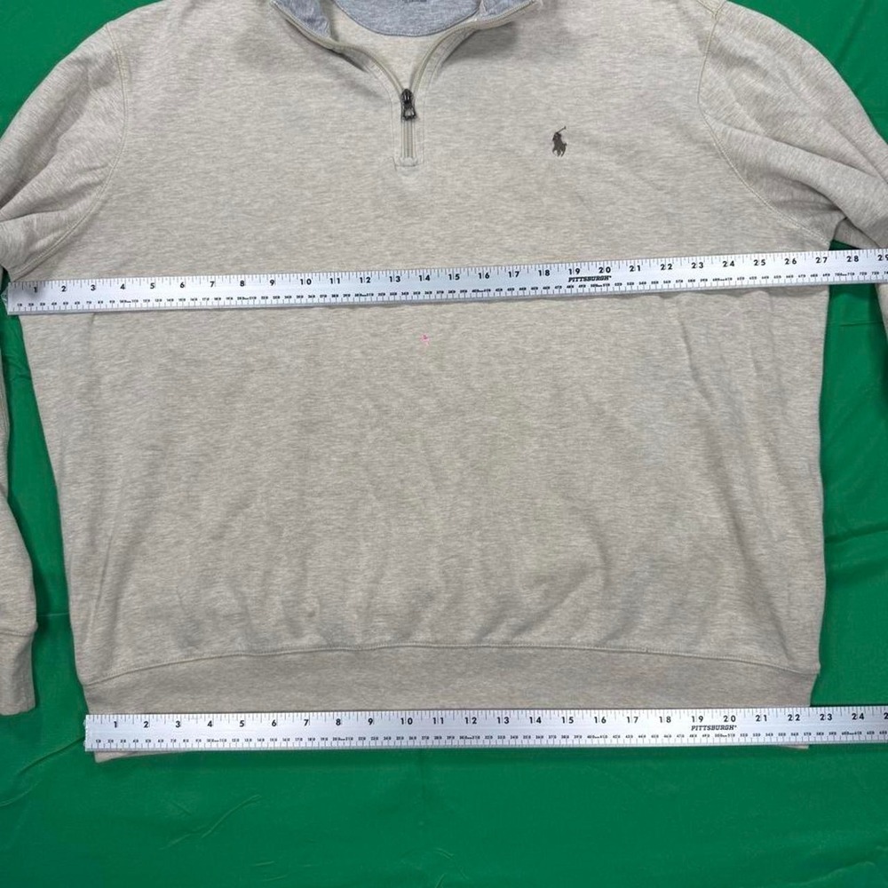 Polo Ralph Lauren quarter zip sweatshirt in XL. Gray & cream colorway - Picture 4 of 7